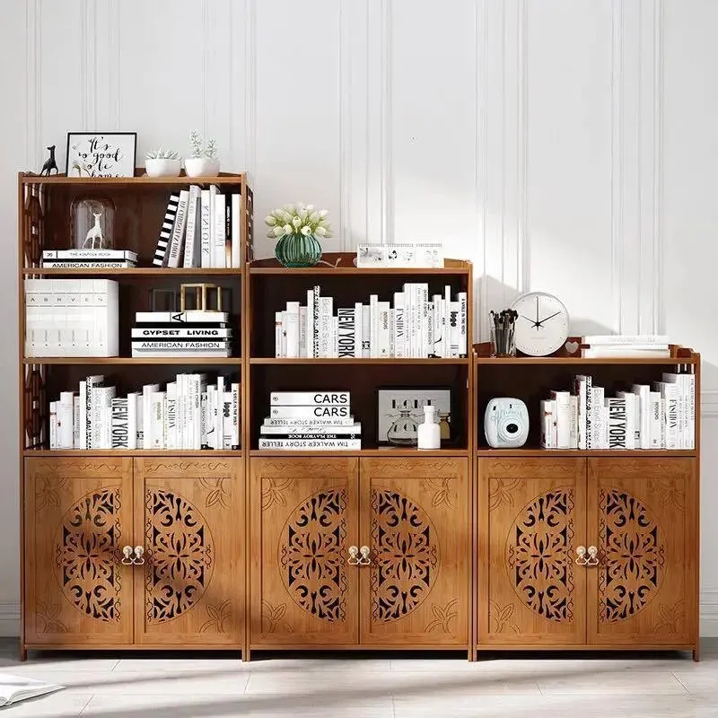 Bamboo Book Case Book Shelf Antique Elegant Style Multi-Function Storage