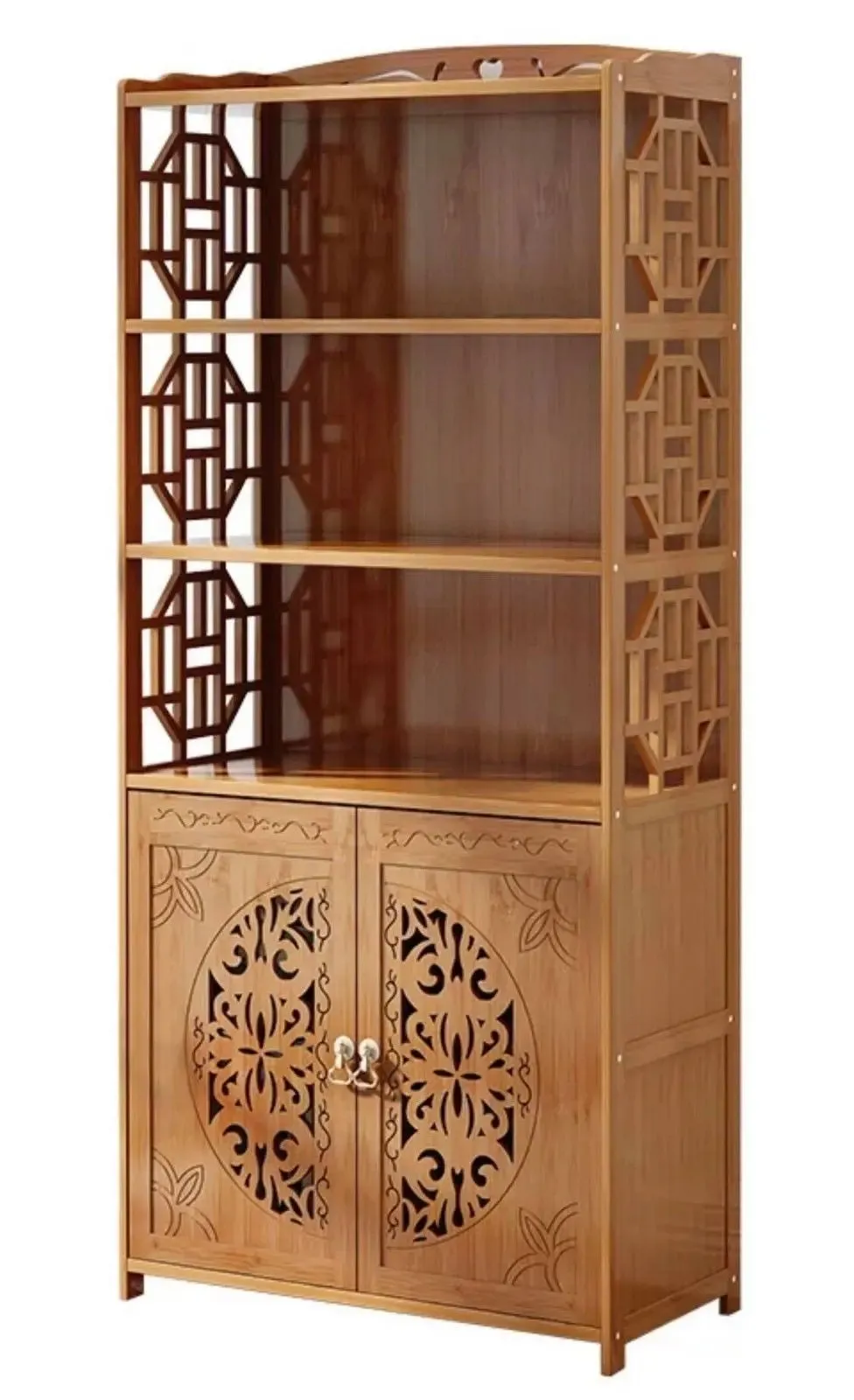 Bamboo Book Case Book Shelf Antique Elegant Style Multi-Function Storage