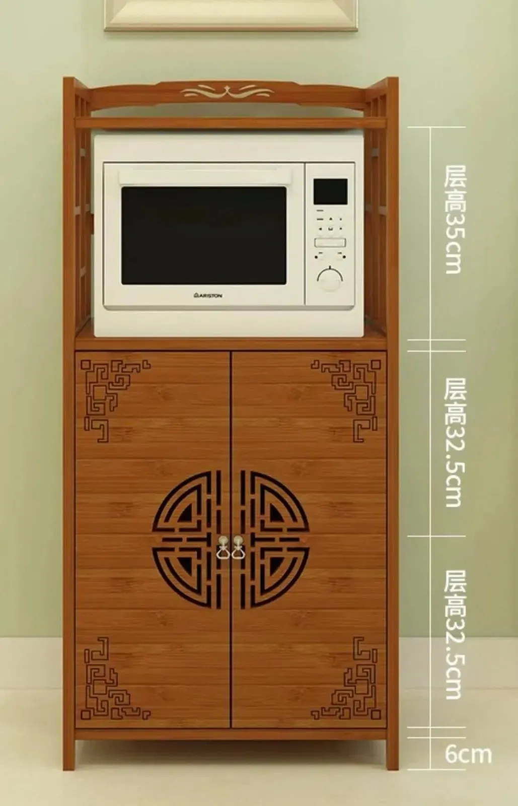 Bamboo Wooden Case With Door Kitchen Storage Elegant Antique Style 楠竹仿古柜子储物柜