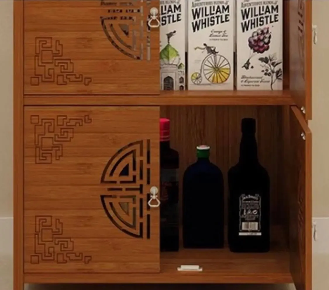 Bamboo Wooden Case With Door Kitchen Storage Elegant Antique Style 楠竹仿古柜子储物柜