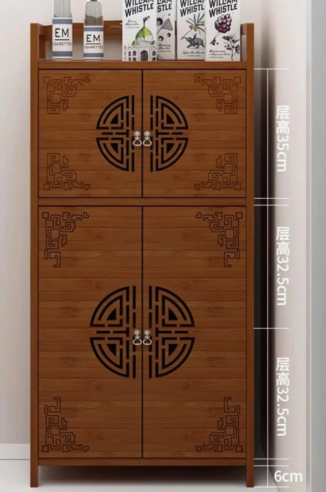 Bamboo Wooden Case With Door Kitchen Storage Elegant Antique Style 楠竹仿古柜子储物柜