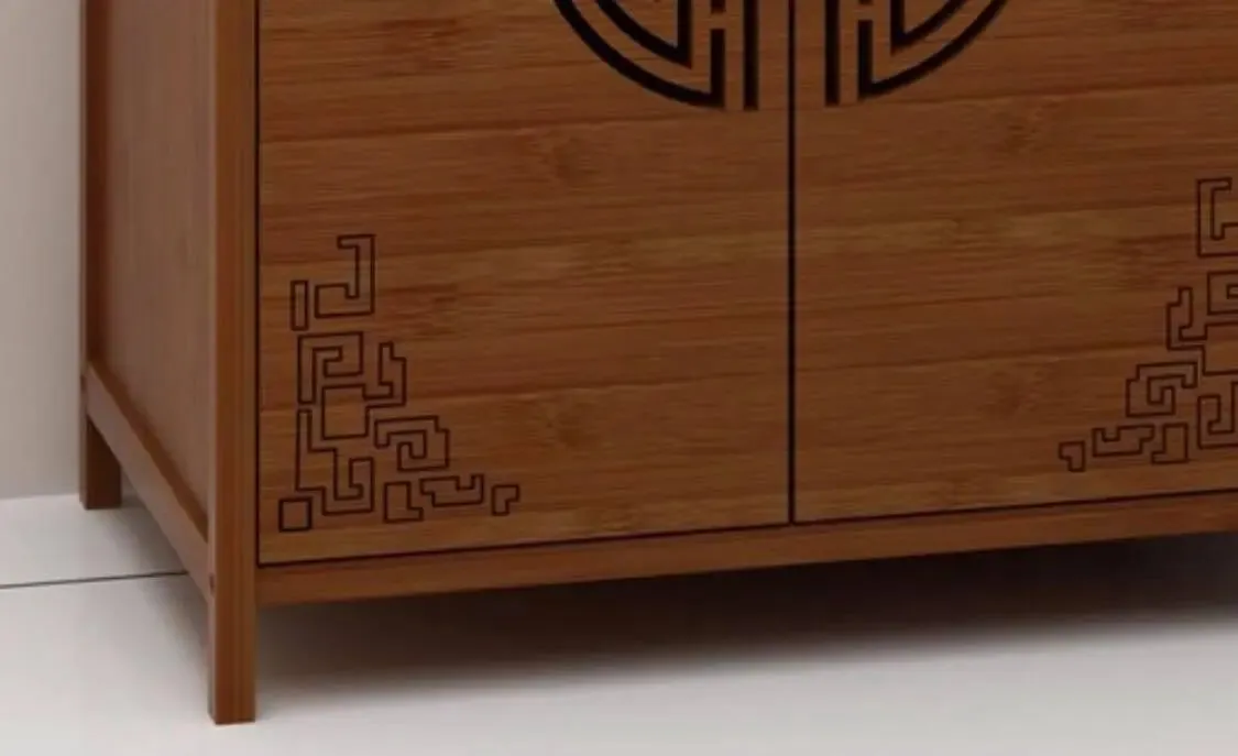 Bamboo Wooden Case With Door Kitchen Storage Elegant Antique Style 楠竹仿古柜子储物柜