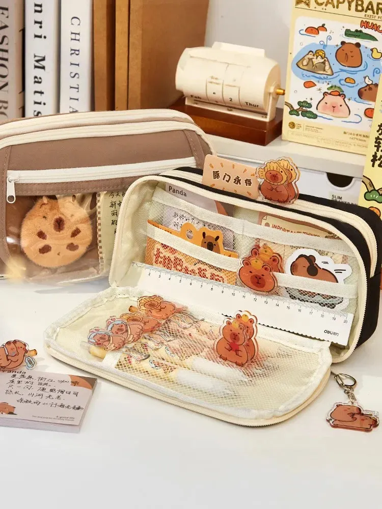 binfenxie Cute Fabric Pencil Case Kawaii Large Capacity Animal Zipper Kids Bag Children'S Boys' Pen Pouch Girl School Case Supplies