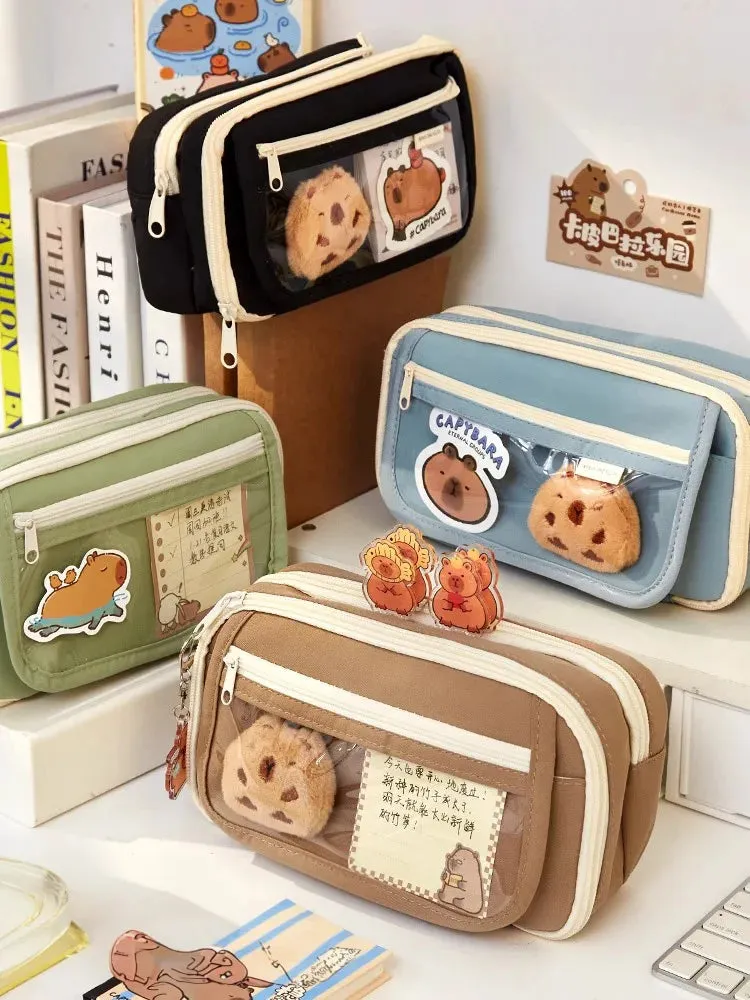 binfenxie Cute Fabric Pencil Case Kawaii Large Capacity Animal Zipper Kids Bag Children'S Boys' Pen Pouch Girl School Case Supplies