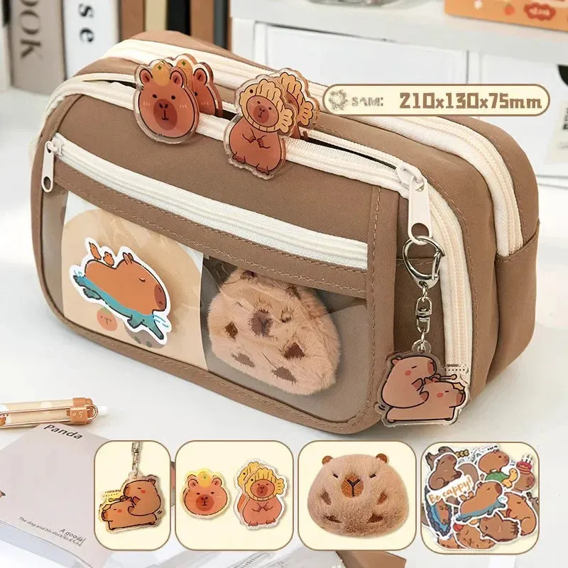 binfenxie Cute Fabric Pencil Case Kawaii Large Capacity Animal Zipper Kids Bag Children'S Boys' Pen Pouch Girl School Case Supplies