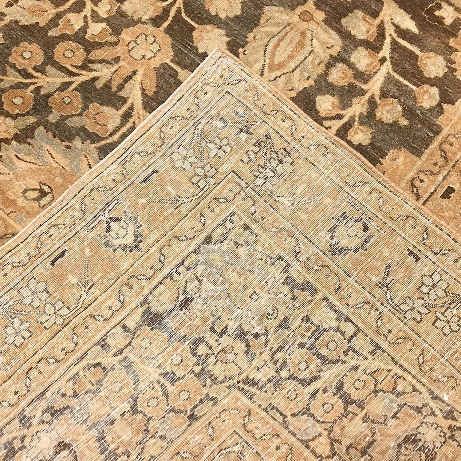 Brown Antique Persian Khorassan Mashad Rug - 12' x 17'6"