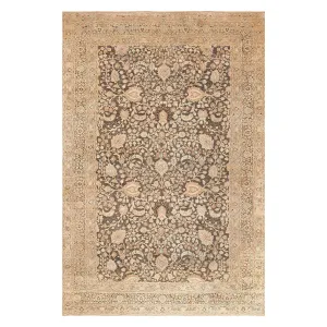 Brown Antique Persian Khorassan Mashad Rug - 12' x 17'6"