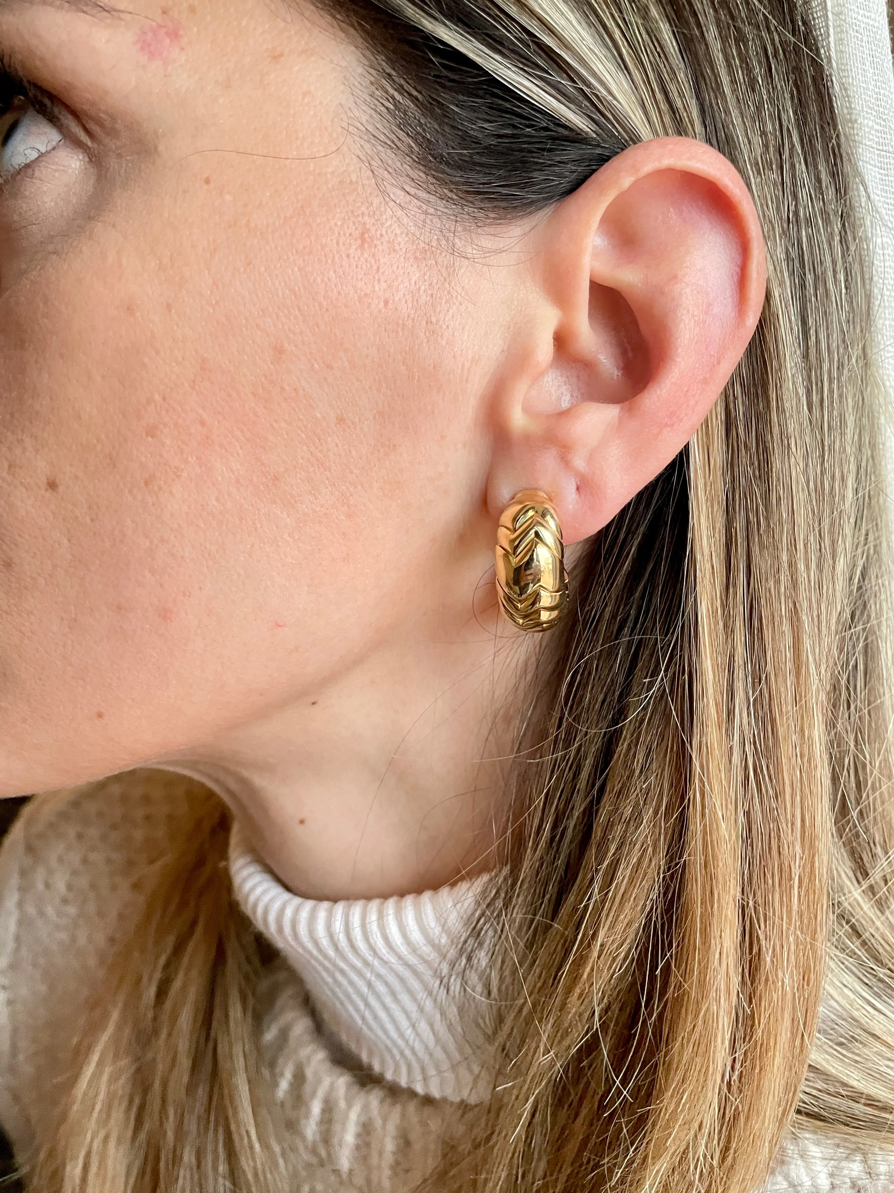 Bulgari Spiga Gold Vintage Earrings