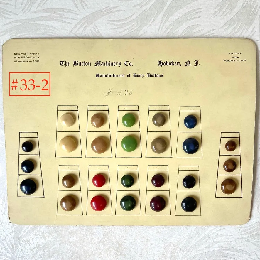 Button Salesman Sample Cards - The Button Machinery Co.