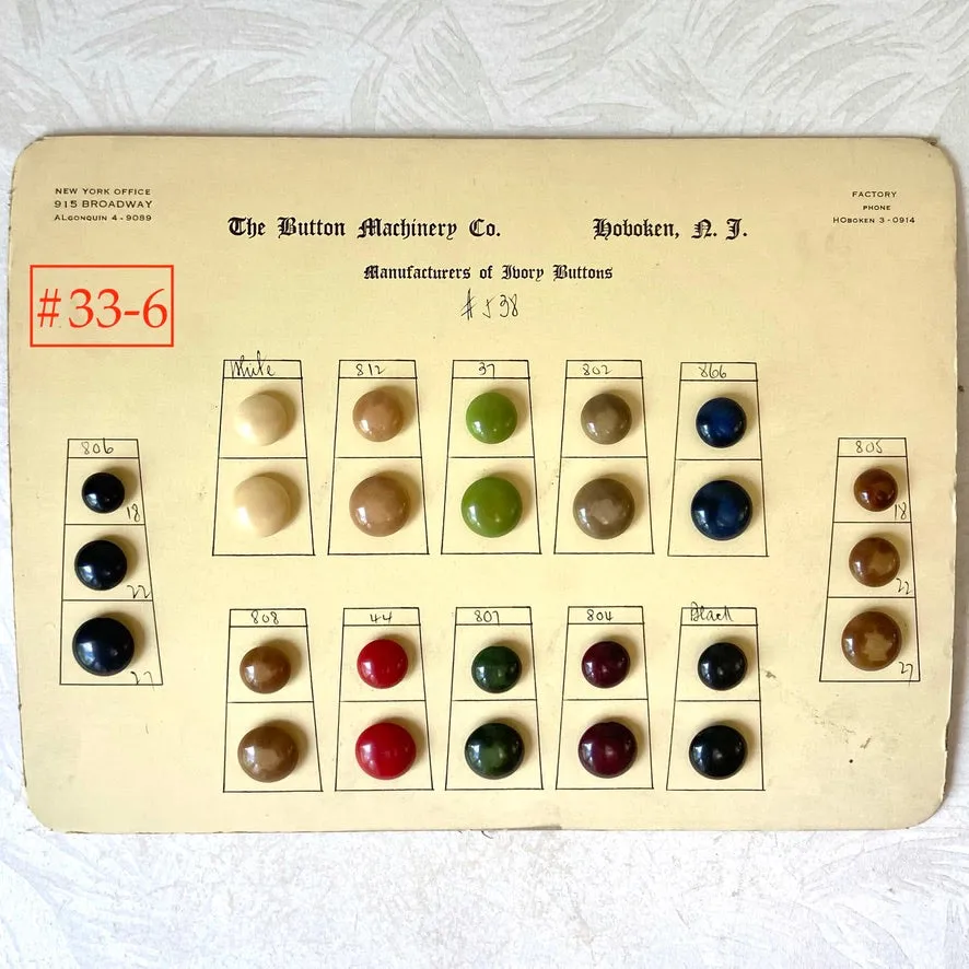 Button Salesman Sample Cards - The Button Machinery Co.