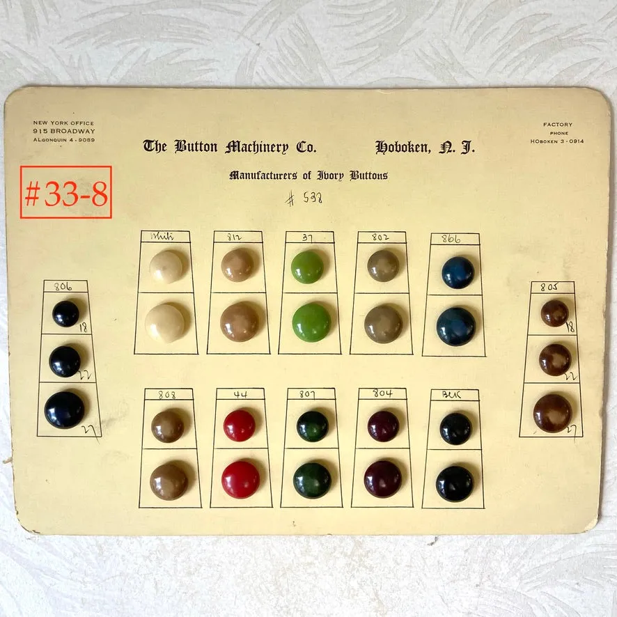 Button Salesman Sample Cards - The Button Machinery Co.