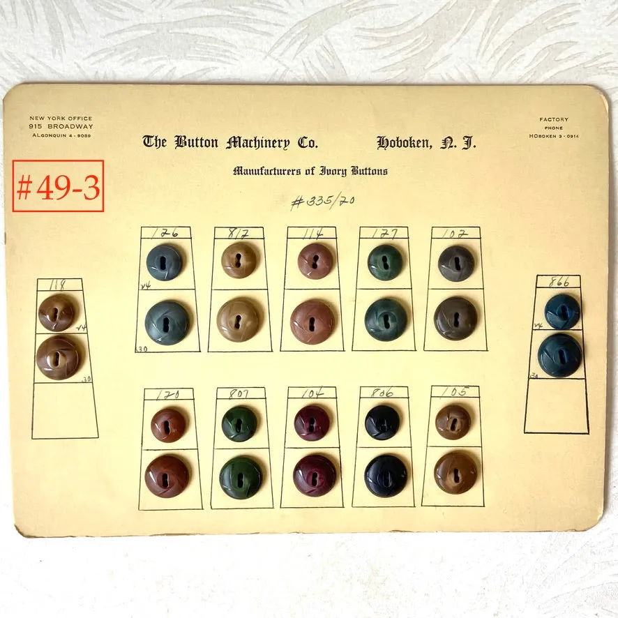 Button Salesman Sample Cards - The Button Machinery Co.