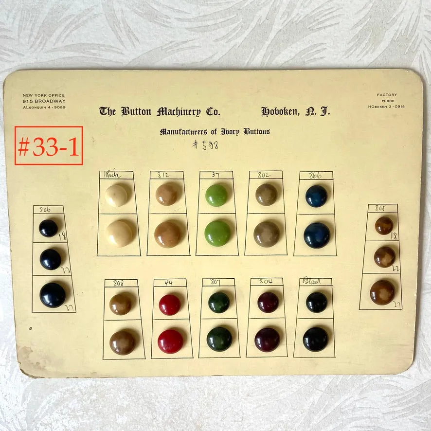 Button Salesman Sample Cards - The Button Machinery Co.