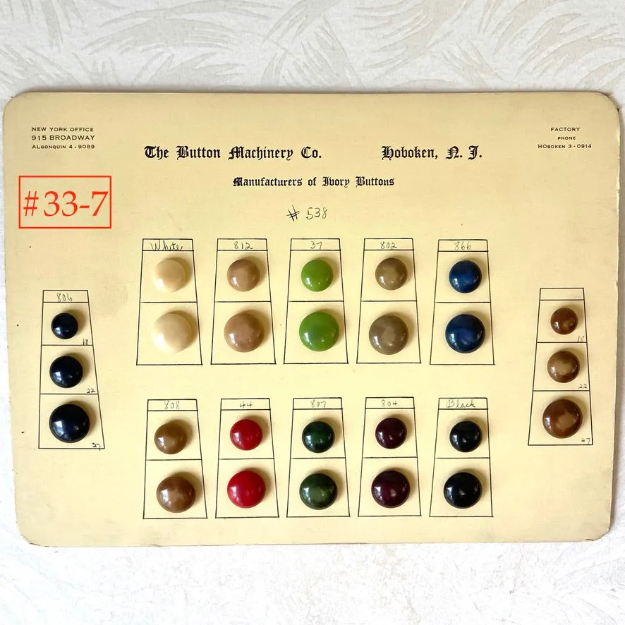 Button Salesman Sample Cards - The Button Machinery Co.