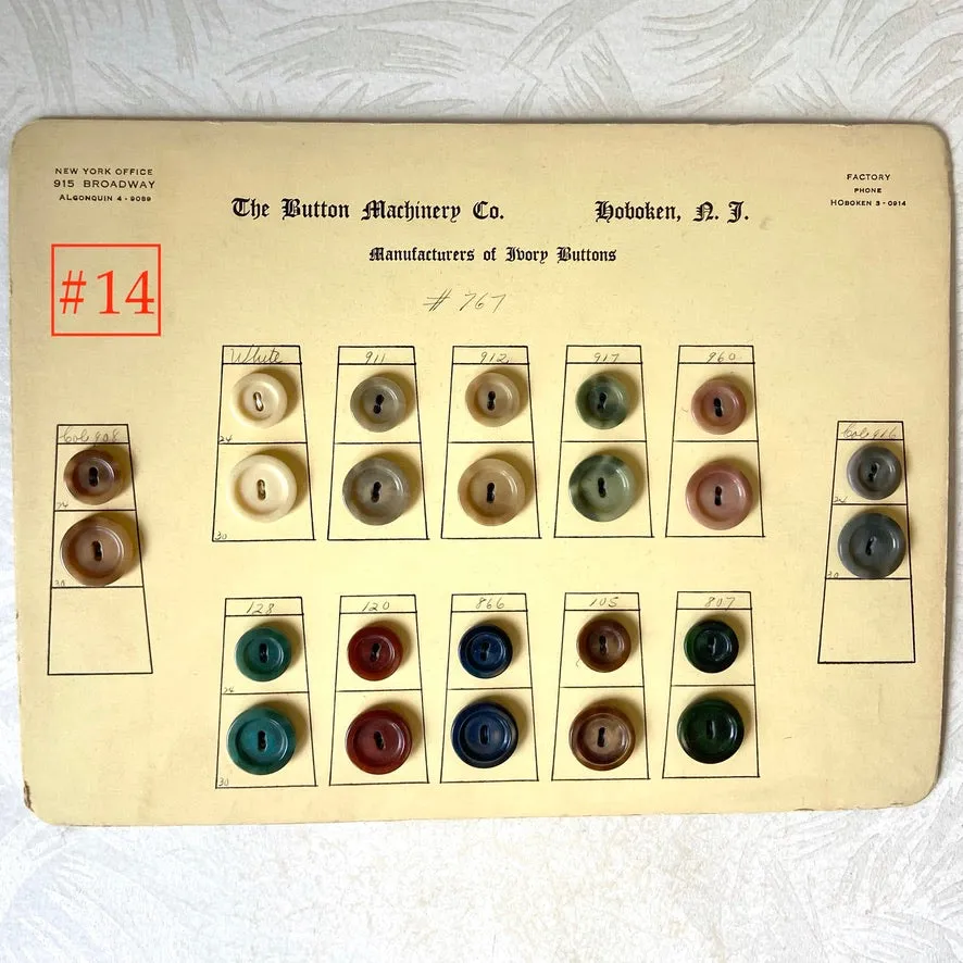 Button Salesman Sample Cards - The Button Machinery Co.