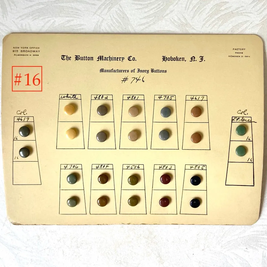 Button Salesman Sample Cards - The Button Machinery Co.