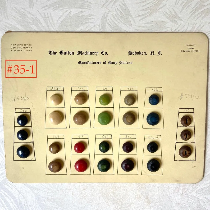 Button Salesman Sample Cards - The Button Machinery Co.