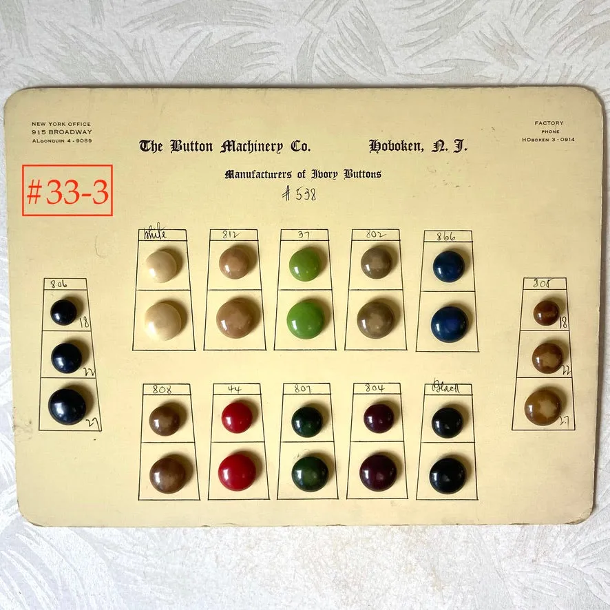 Button Salesman Sample Cards - The Button Machinery Co.