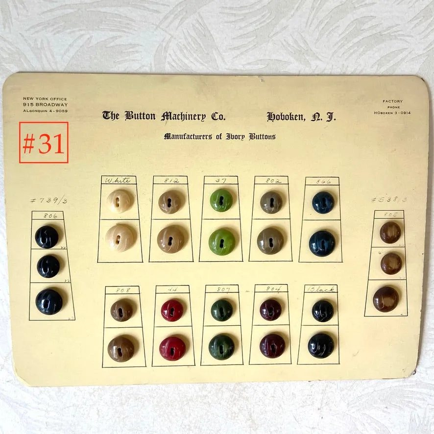 Button Salesman Sample Cards - The Button Machinery Co.