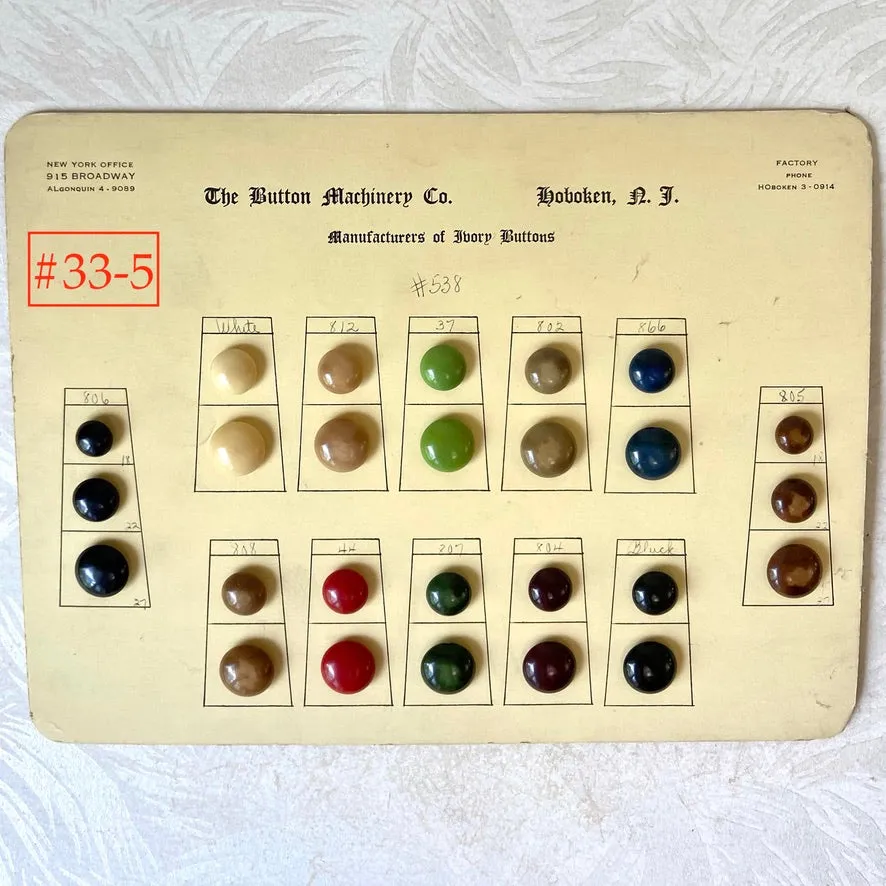 Button Salesman Sample Cards - The Button Machinery Co.