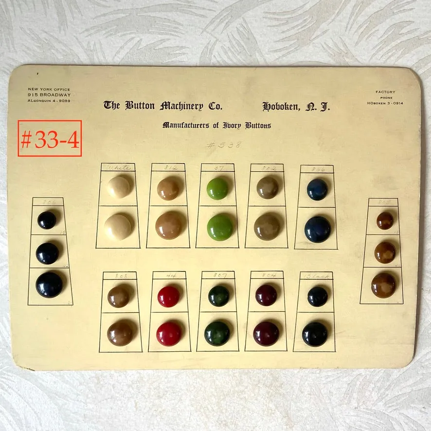 Button Salesman Sample Cards - The Button Machinery Co.