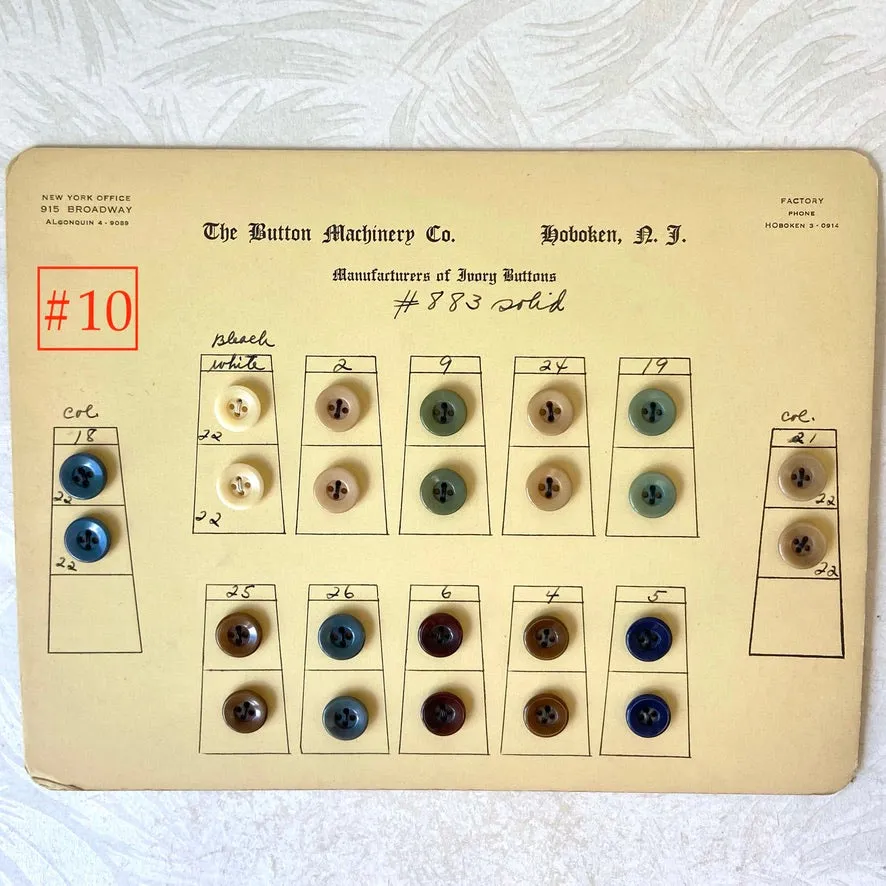 Button Salesman Sample Cards - The Button Machinery Co.