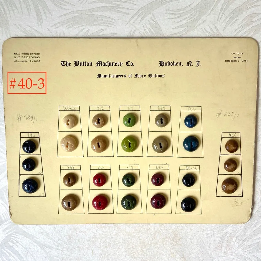 Button Salesman Sample Cards - The Button Machinery Co.