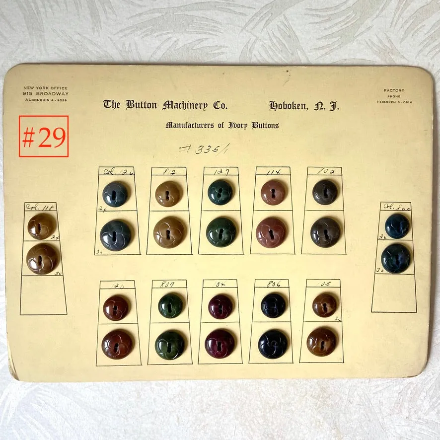 Button Salesman Sample Cards - The Button Machinery Co.