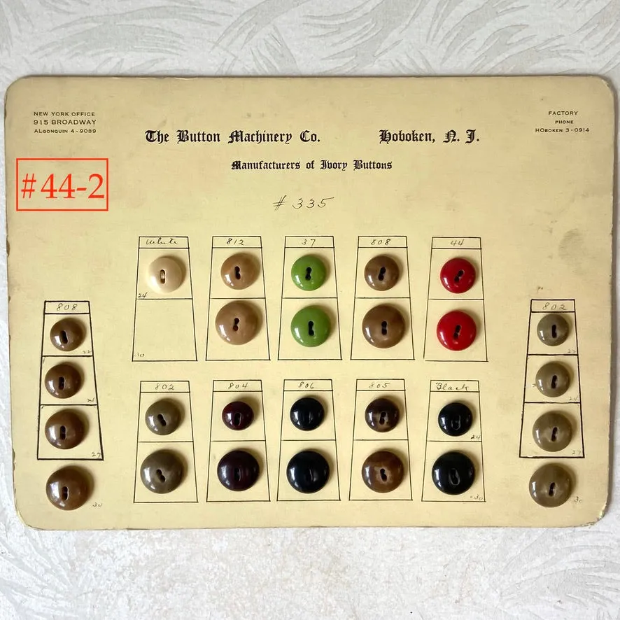 Button Salesman Sample Cards - The Button Machinery Co.