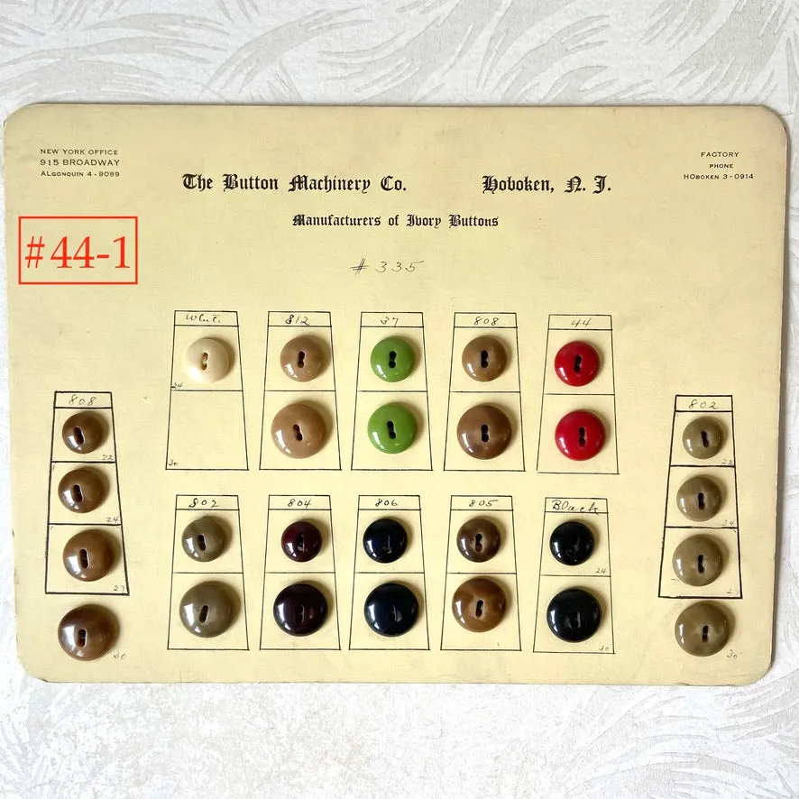 Button Salesman Sample Cards - The Button Machinery Co.