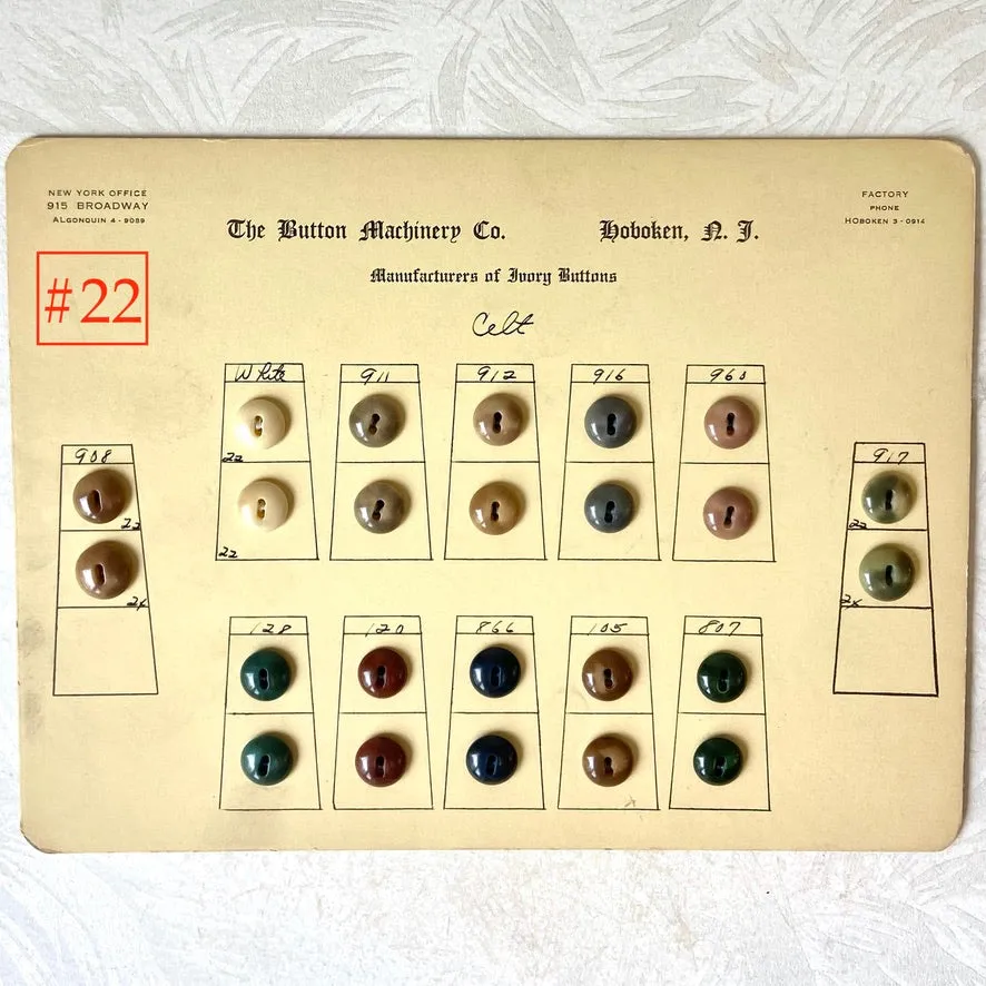 Button Salesman Sample Cards - The Button Machinery Co.