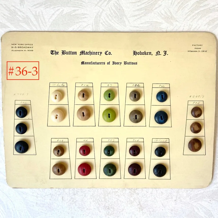 Button Salesman Sample Cards - The Button Machinery Co.