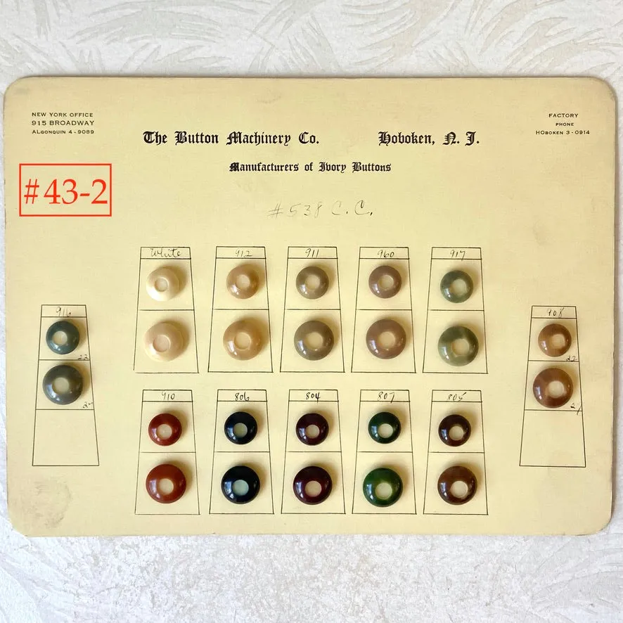 Button Salesman Sample Cards - The Button Machinery Co.