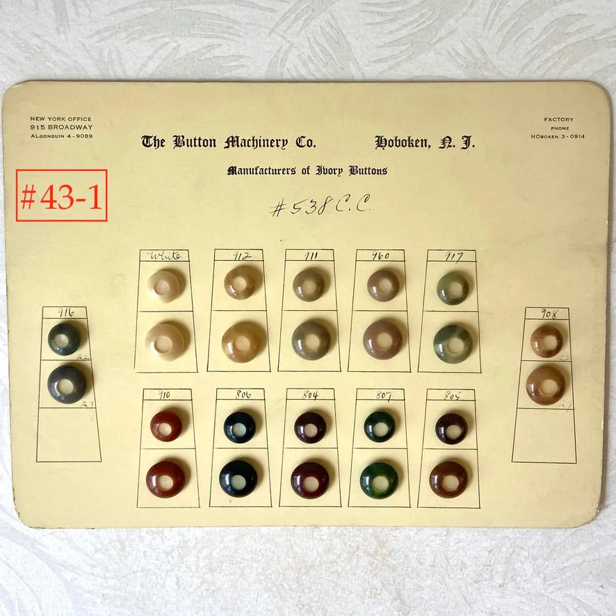 Button Salesman Sample Cards - The Button Machinery Co.