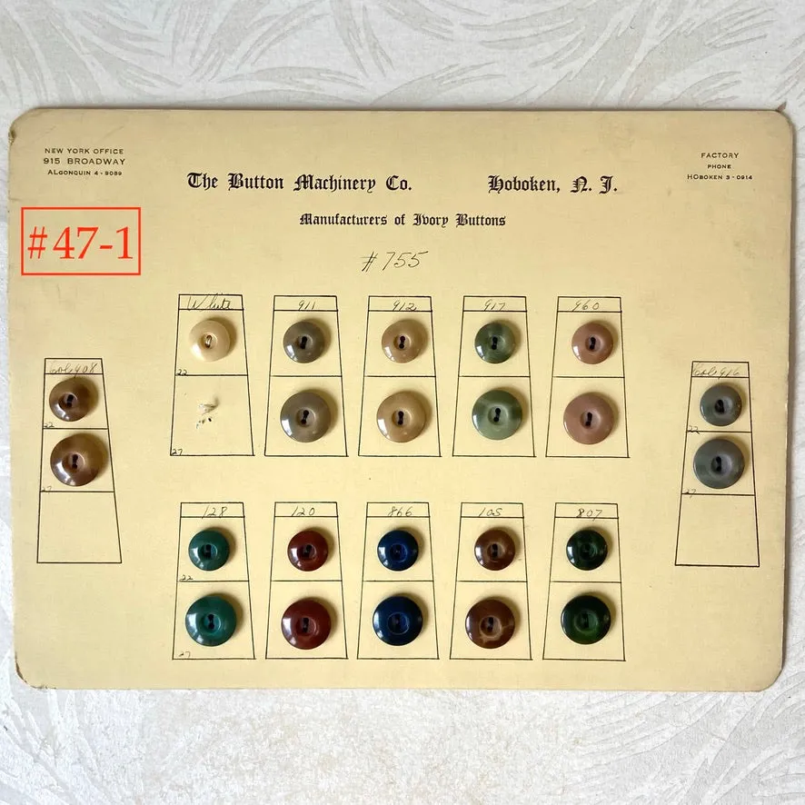Button Salesman Sample Cards - The Button Machinery Co.
