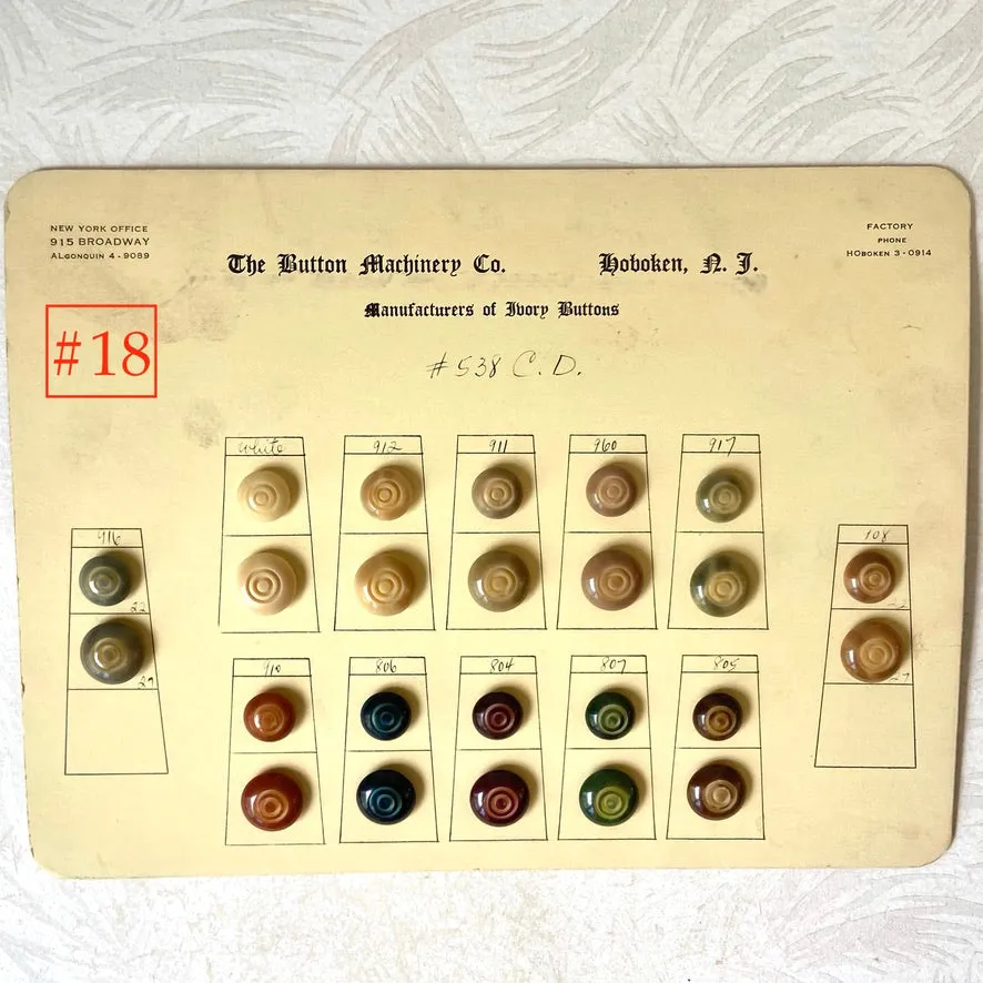 Button Salesman Sample Cards - The Button Machinery Co.