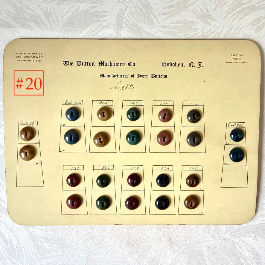Button Salesman Sample Cards - The Button Machinery Co.
