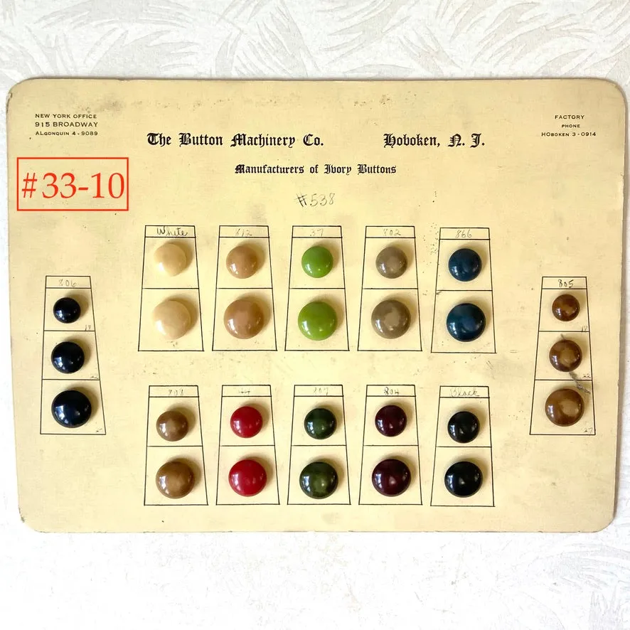 Button Salesman Sample Cards - The Button Machinery Co.