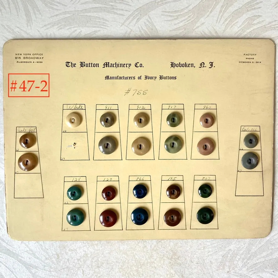 Button Salesman Sample Cards - The Button Machinery Co.