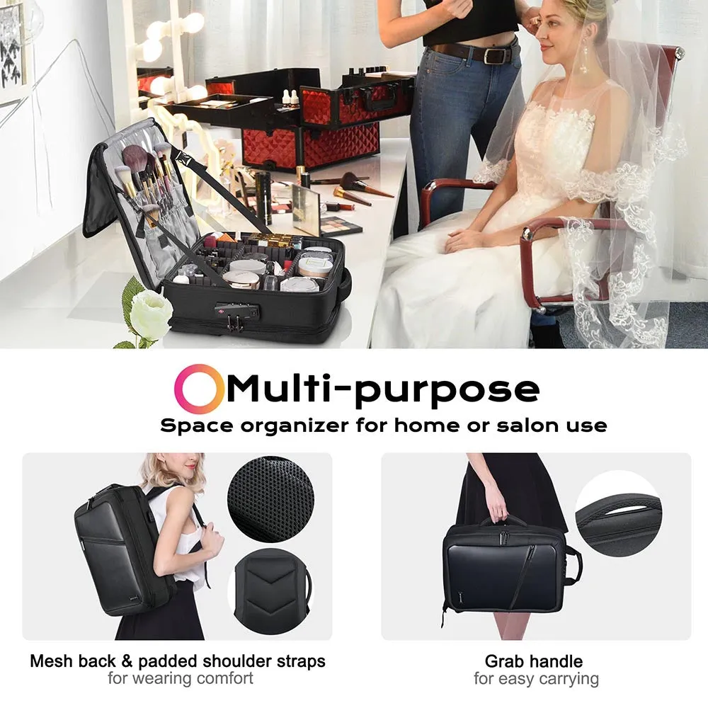 Byootique Essential Makeup Backpack Cosmetic Organizer TSA Lock USB Port