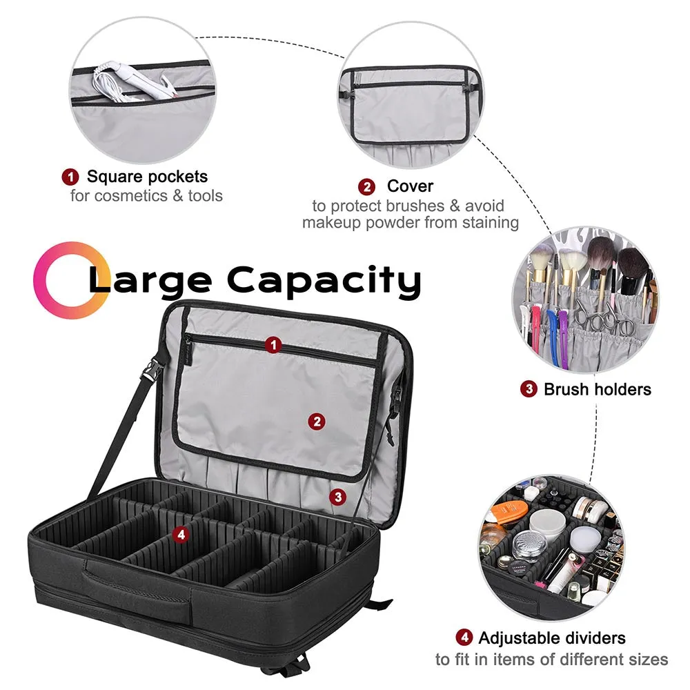 Byootique Essential Makeup Backpack Cosmetic Organizer TSA Lock USB Port