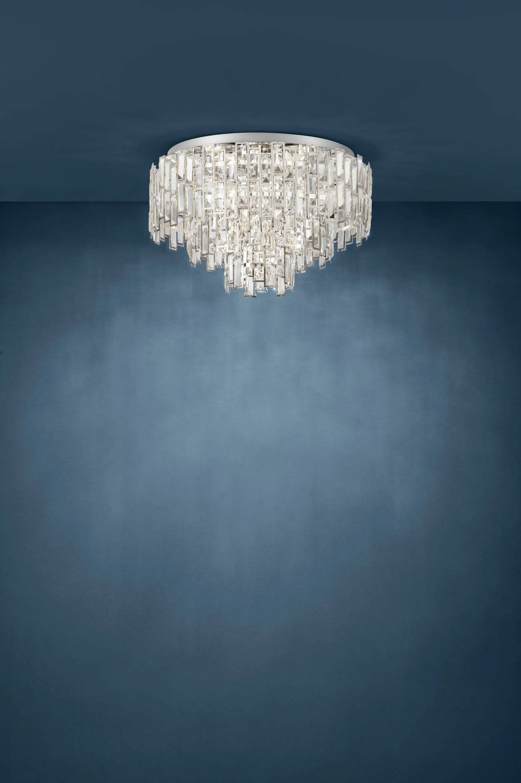 Calmeilles 63cm 10 Light Chrome and Crystal Classic Feature Close to Ceiling