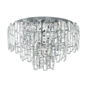 Calmeilles 63cm 10 Light Chrome and Crystal Classic Feature Close to Ceiling