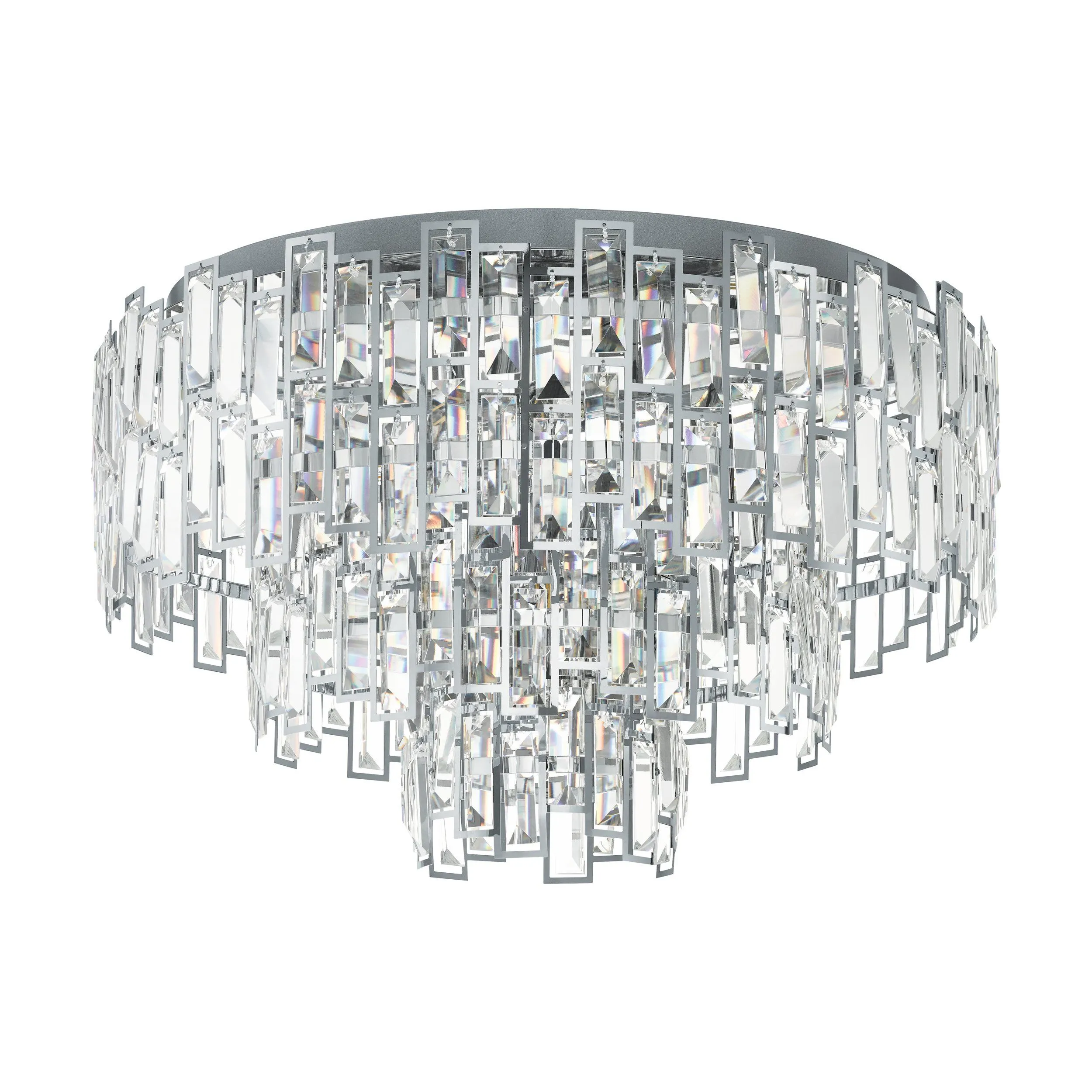 Calmeilles 63cm 10 Light Chrome and Crystal Classic Feature Close to Ceiling