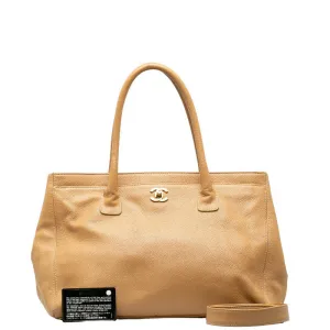 Chanel Cocomark Executive Handbags Shoulder Bag 2WAY Beige Caviar