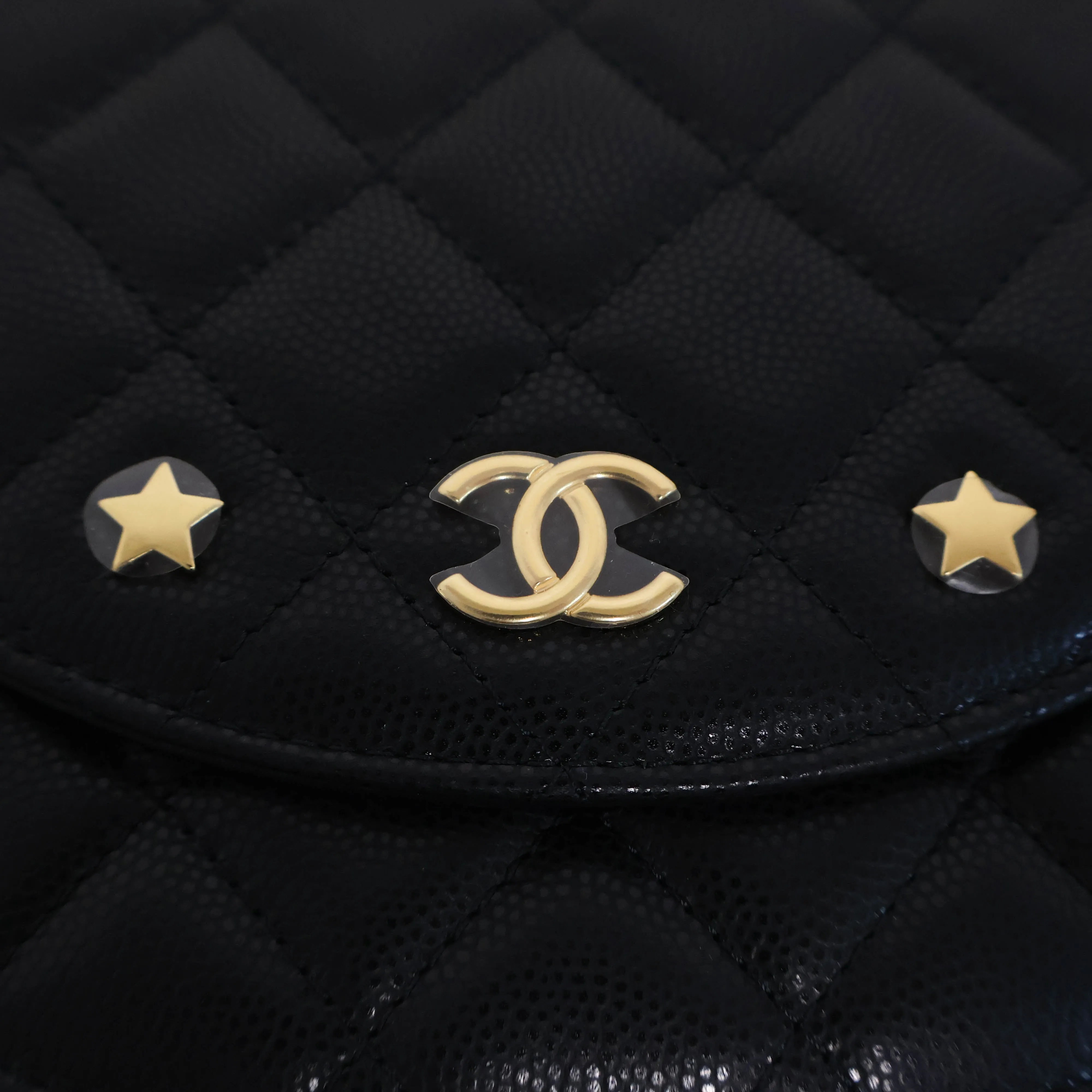 Chanel Flap Bag With Chain Black Star GHW