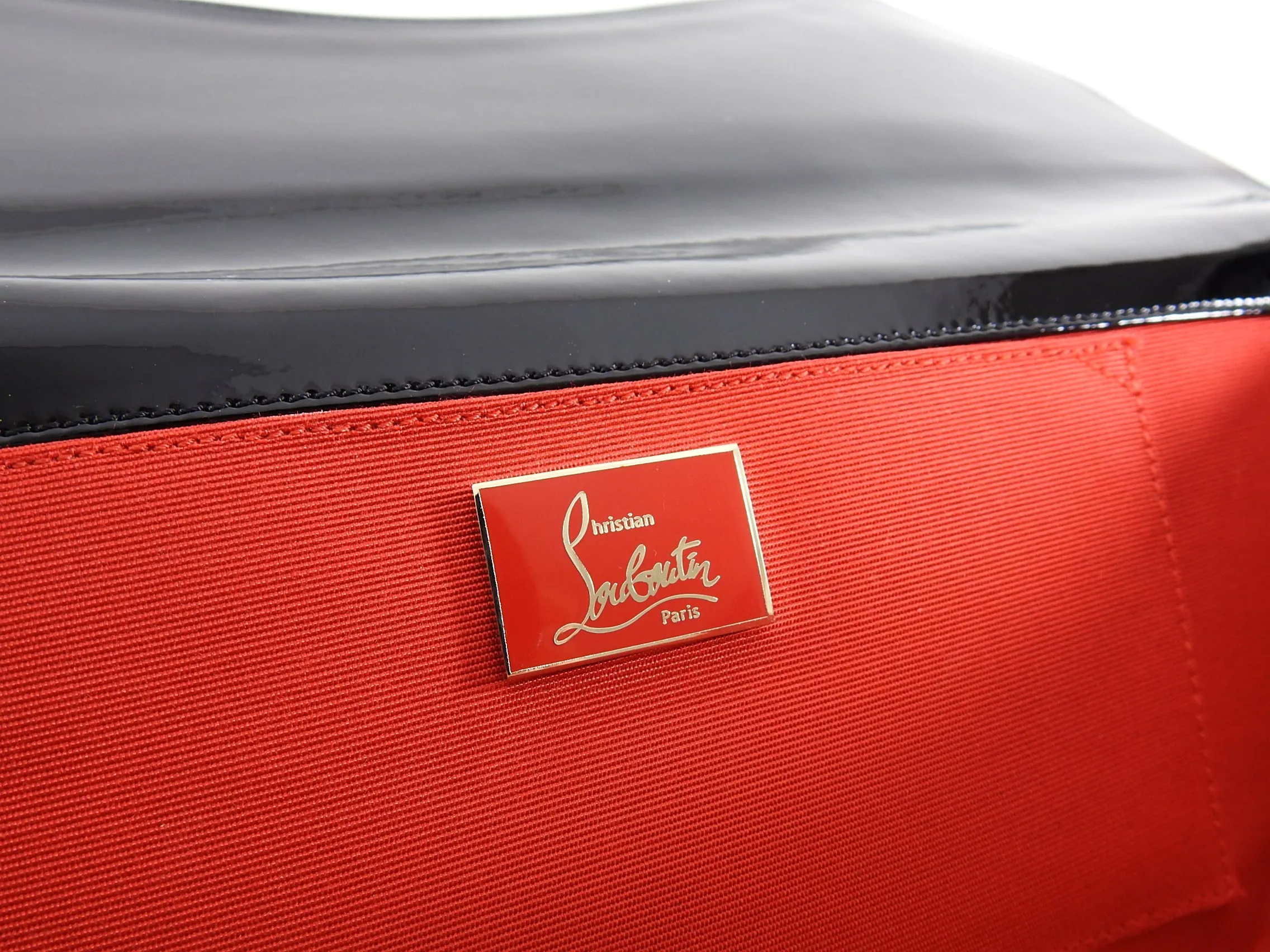 Christian Louboutin Black Patent Pigalle Clutch Bag