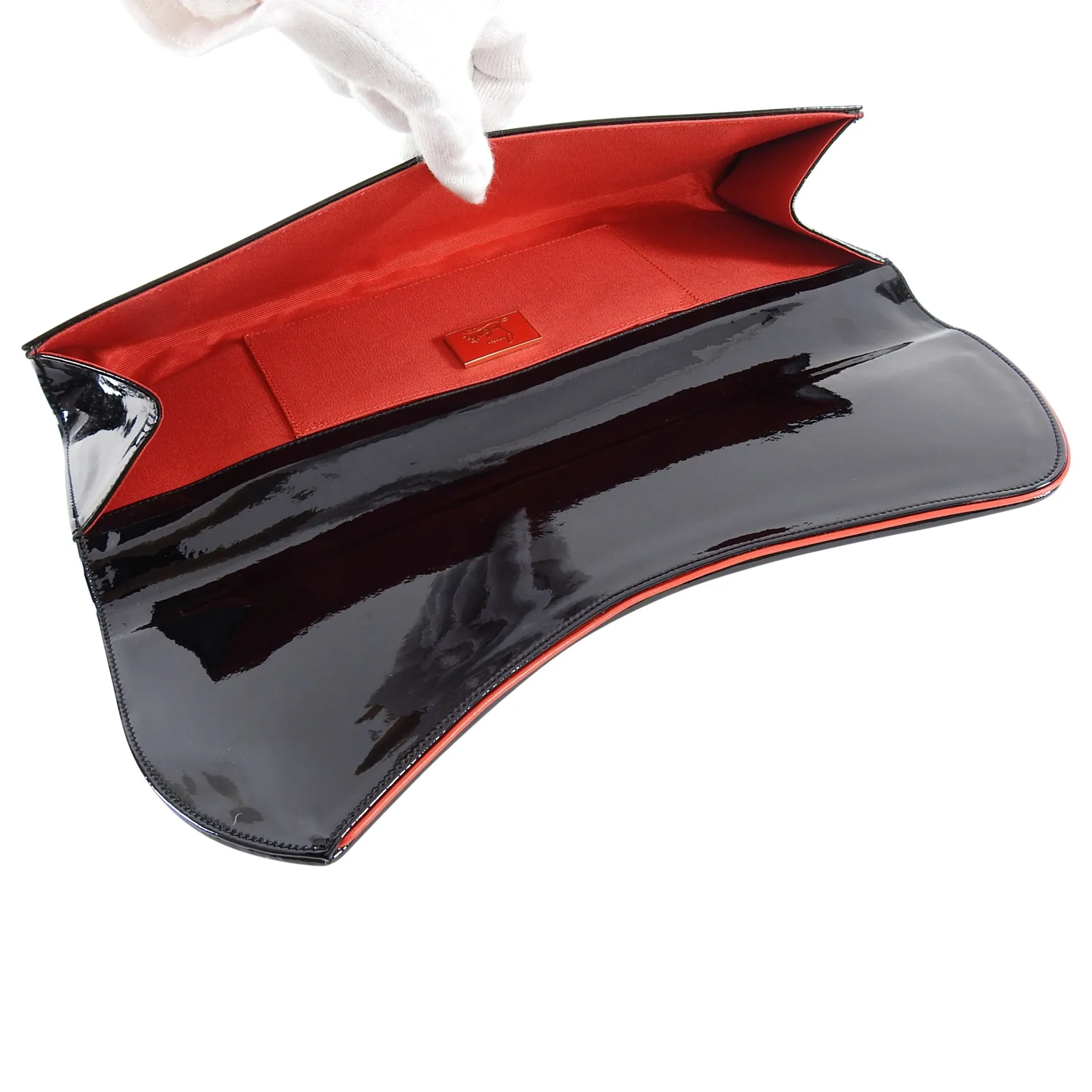Christian Louboutin Black Patent Pigalle Clutch Bag