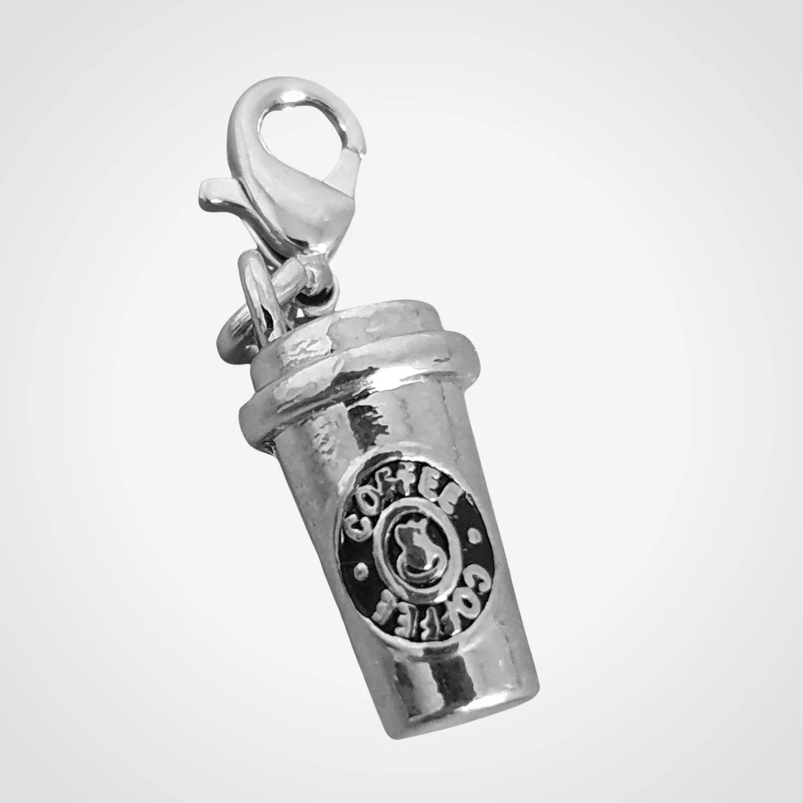 Coffee Cup Clip On Charm - Silver