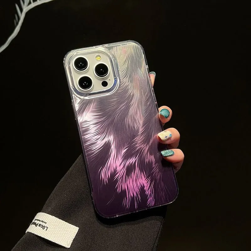 Colorful Laser Feather Pattern iPhone Case